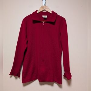 Talbots Red Wool Zip Cardigan M Y2K